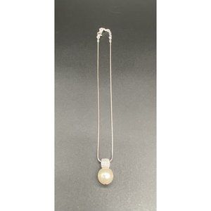 Brighton Meridian Necklace Simulated Pearl Pendant Crystals Dainty 18"